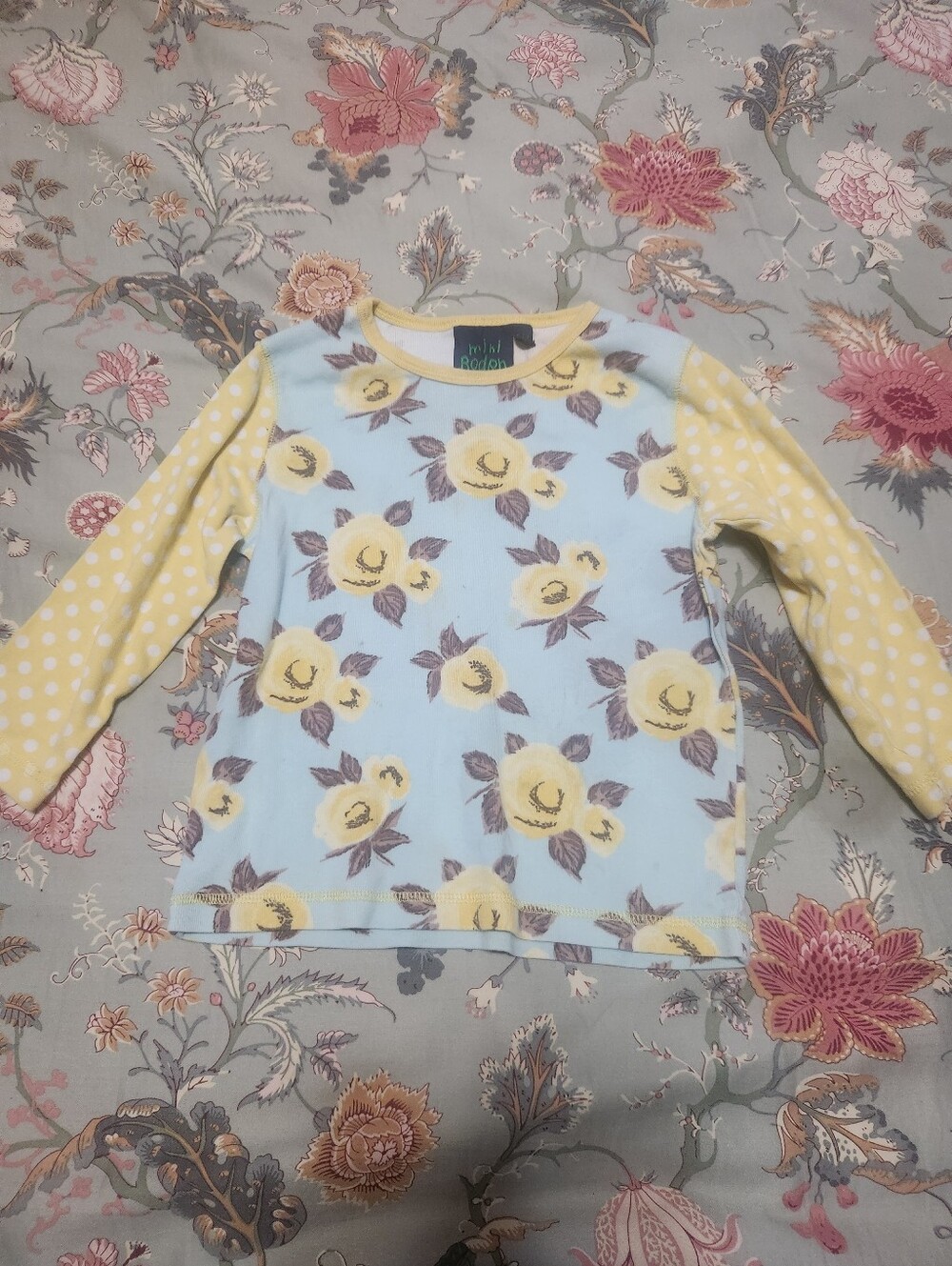 Mini Boden Floral/Polka Dot Top Multi Color Size 5/6